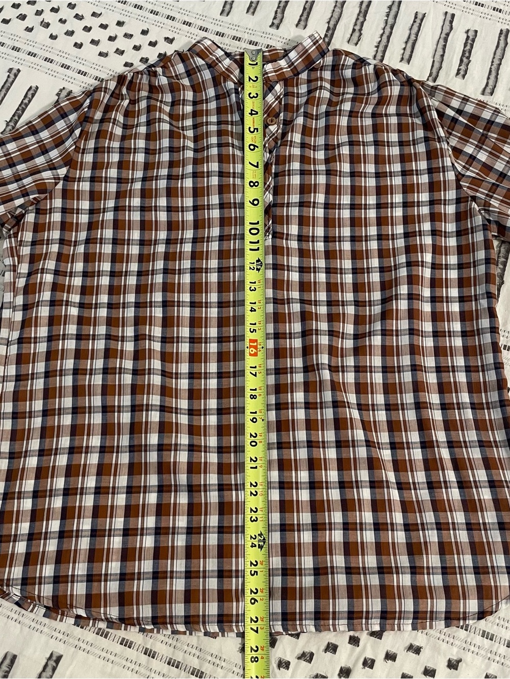 Vintage 70s/80s Copy-Cats Plaid Mandarin Collar Henley Blouse - Picture 6 of 6